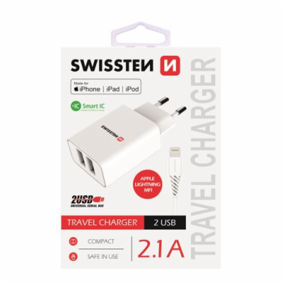 Swissten Síťový Adaptér Smart Ic 2X Usb 2,1A Power + Dato...