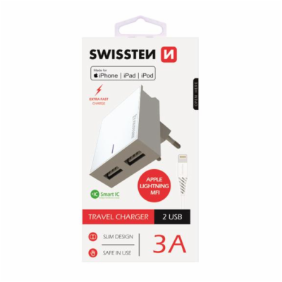 Swissten Síťový Adaptér Smart Ic 2X Usb 3A Power + Datový...