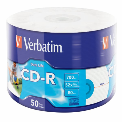 VERBATIM CD-R 700MB/ 52x/ 80min/ printable/ 50pack/ wrap