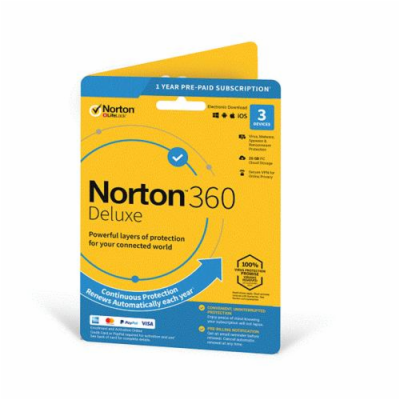 NORTON 360 DELUXE 25GB +VPN 1 uživatel pro 3 zařízení na ...