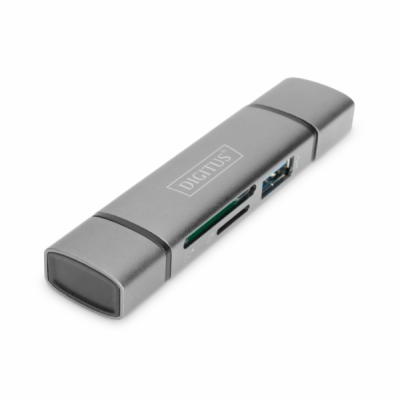 Digitus dvojitá čtečka karet OTG (USB-C + USB 3.0) 1x SD,...