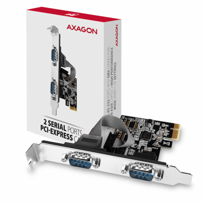 AXAGON PCEA-S2N, PCIe řadič - 2x sériový port (RS232) 250...