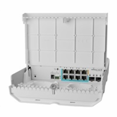 MikroTik CSS610-1Gi-7R-2S+OUT reverzní PoE switch, 8x Gig...