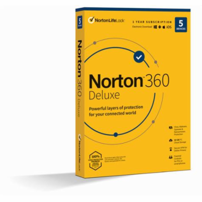 NORTON 360 DELUXE 50GB +VPN 1 uživatel pro 5 zařízení na ...