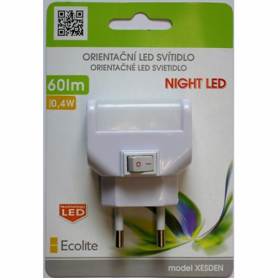 Noční LED svítidlo ECOLITE 0,4W, bílé s vypínačem  XESDEN