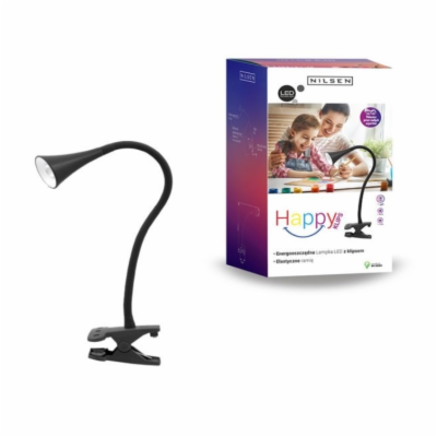 NILSEN LED stolní lampa HAPPY klips 2,5W, černá  PX028