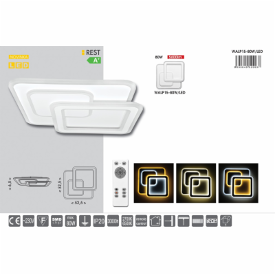Svítidlo stropní REST WALP15-80W/LED