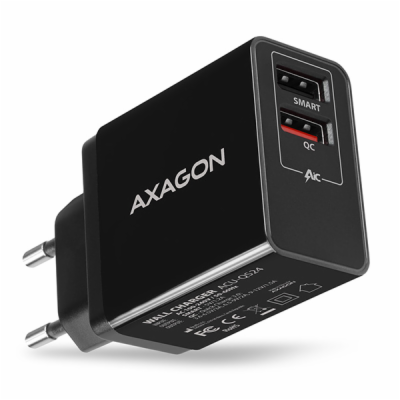 AXAGON ACU-QS24, QC & SMART nabíjačka do siete 24W, 2x po...