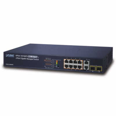 Planet FGSD-1008HPS L2 switch, 8x100Mb, 2x1Gb SFP, 8x PoE...