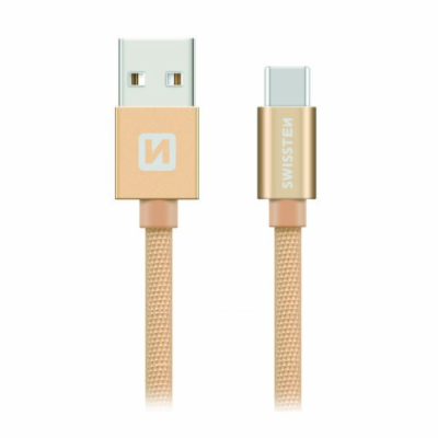 Swissten Datový Kabel Textile Usb / Usb-C 2,0 M Zlatý