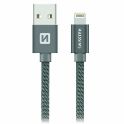 Swissten Datový Kabel Textile Usb / Lightning 0,2 M Šedý