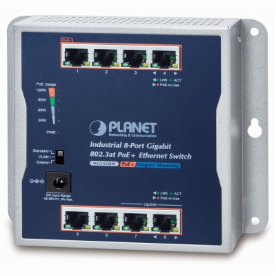 Planet WGS-818HP Planet průmyslový plochý switch 8x 1Gb, ...