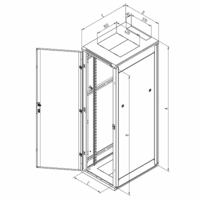 Triton dveře pro 19" rozvaděč jednodílný 15U/400mm odníma...