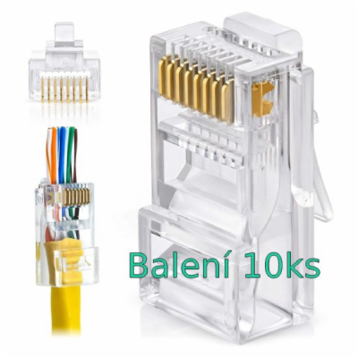 W-Star Konektor UTP RJ45EZ Cat5e 10ks pozlacený 5SLD pass...