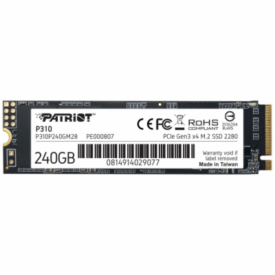 PATRIOT P310 240GB SSD / Interní / M.2 PCIe Gen3 x4 NVMe ...