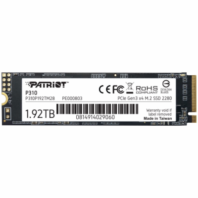 Patriot P310 1,92TB, P310P192TM28 PATRIOT P310 1,92TB SSD...