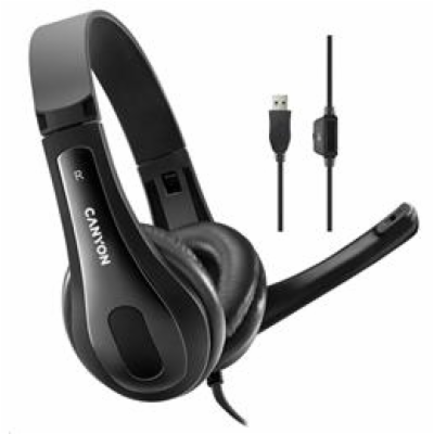 CANYON headset CHSU-1, lehký, USB připojení, černá