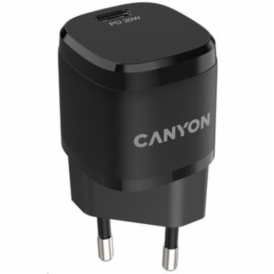 CANYON nabíječka do sítě H-20-05, 1x USB-C PD 20W, černá