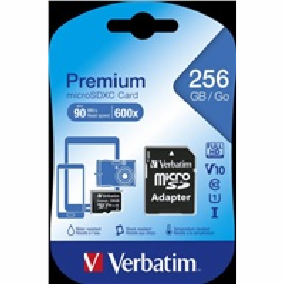 VERBATIM MicroSDXC karta 256GB Premium, U1 + adaptér