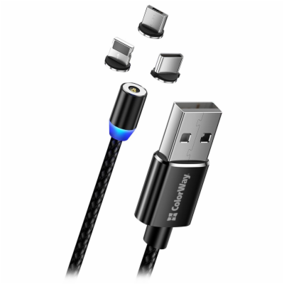 Colorway Nabíjecí Kabel 3v1 Lightning+MicroUSB+USB-C/ Mag...