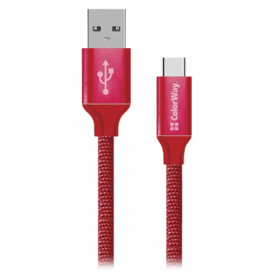 Colorway Datový Kabel USB/ USB-C / 2.4A/ 2m/ Červený