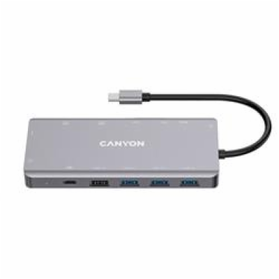 CANYON replikátor portů DS-12 13v1, 1xUSB-C PD 100W, 2xHD...