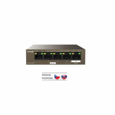 Tenda TEG1105PD PoE PD Gigabit switch, 1x PoE IN, 4x PoE ...