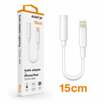 Aligator adaptér Lightning / 3,5mm Jack, bílé Audio adapt...