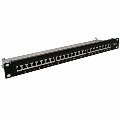 XtendLan Patch panel 19", 24 portů, Cat6a, stíněný, černý