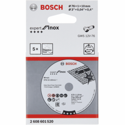 Bosch Expert for Inox 5 ks × 76 × 1 × 10 mm (2.608.601.520)