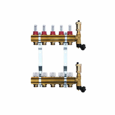 Mosazný rozdělovač s automatickým odvzdušněním - 5 cestný