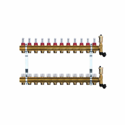 Mosazný rozdělovač s automatickým odvzdušněním - 12 cestný