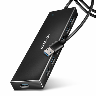 AXAGON HUE-F7A, 7x USB 3.2 Gen 1 ALU FLAT CHARGING hub, m...