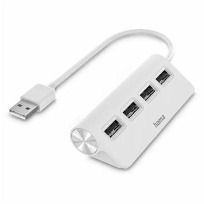 USB 2.0 Hub 1:4, napájení USB, bílý, 480 Mbit/s, HAMA H20...