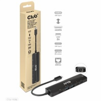 Club3D hub USB-C, 6-in-1 Hub s HDMI 8K30Hz, 2xUSB Type-A,...