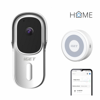 iGET HOME Doorbell DS1 White + CHS1 White - WiFi bateriov...