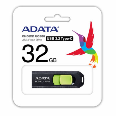 ADATA Flash Disk 32GB UC300, USB-C 3.2, černo-zelená