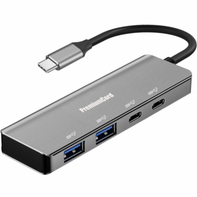 PREMIUMCORD Hub USB-C na 2x USB 3.2 Typ-C +2x USB 3.2, 5G...