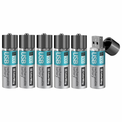 Colorway nabíjecí baterie AA 1200mAh/ USB/ 1.5V/ 6ks v ba...