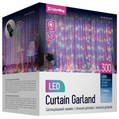 COLORWAY LED girlanda/ vnitřní / 300 LED / délka 3 x 3m /...