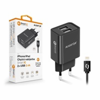 Chytrá síťová nabíječka ALIGATOR 2,4A, 2xUSB, smart IC, č...