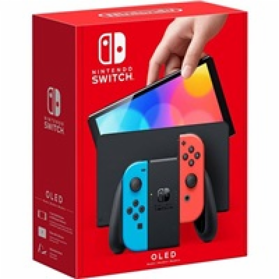 Nintendo Switch console with neon red&blue Joy-Con