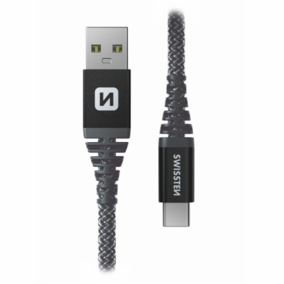 Swissten Datový kabel KEVLAR USB / USB-C 1,5 M ANTRACIT