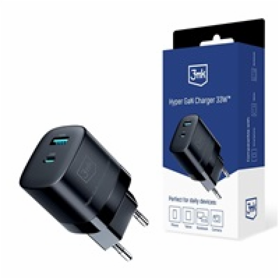 3mk síťová nabíječka - Hyper GaN Charger 33W, černá