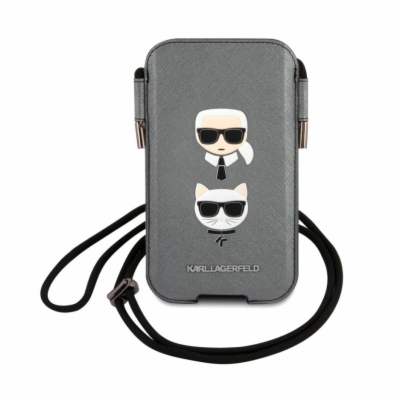 Karl Lagerfeld and Choupette Head Saffiano PU Pouch S/M G...