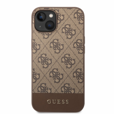 Guess 4G Stripe Zadní Kryt pro iPhone 14 Brown Guess PU 4...