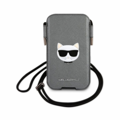 Karl Lagerfeld Choupette Head Saffiano PU Pouch L Grey St...