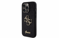 Guess PU Fixed Glitter 4G Metal Logo Zadní Kryt pro iPhone 15 Pro Černý Prémiový kryt je vyroben s použitím speciálního materiálu, uvnitř kterého jsou umístěny třpytky, které jej dělají neuvěřitelně 