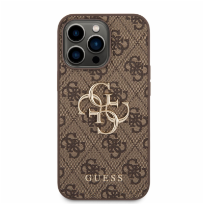 Guess PU 4G Metal Logo Zadní Kryt pro iPhone 14 Pro Brown...