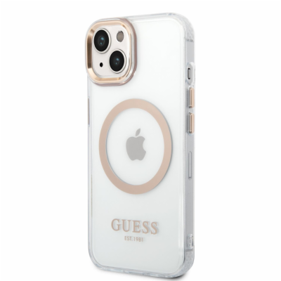 Guess Transparent MagSafe Zadní Kryt pro iPhone 14 Gold G...